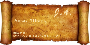 Jencs Albert névjegykártya
