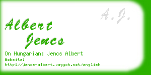 albert jencs business card